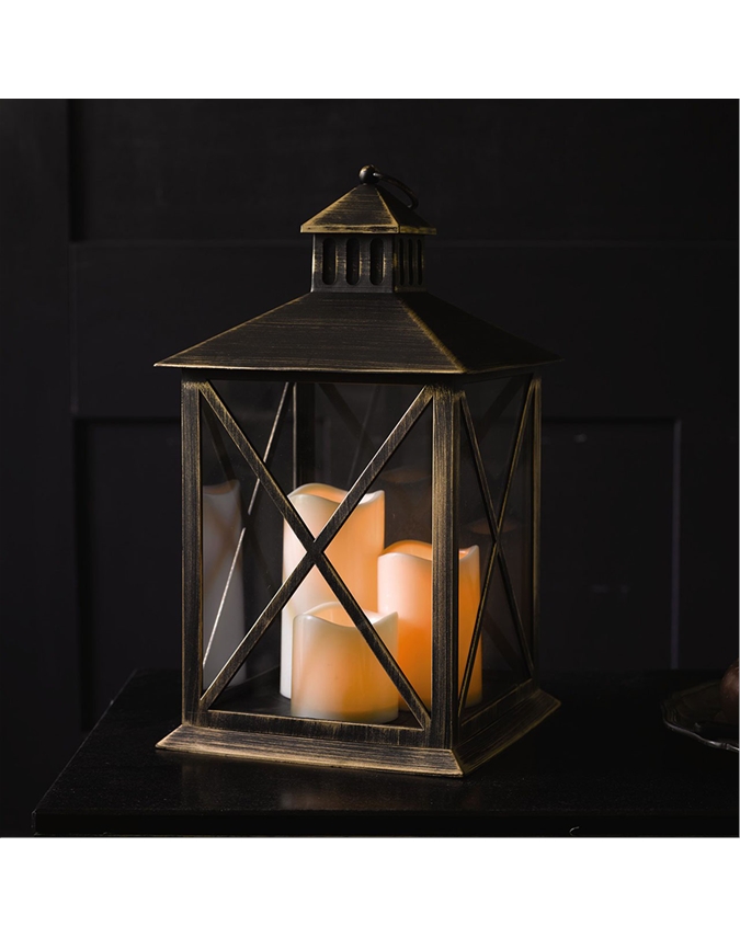 Bronze Lantern with LED Candles