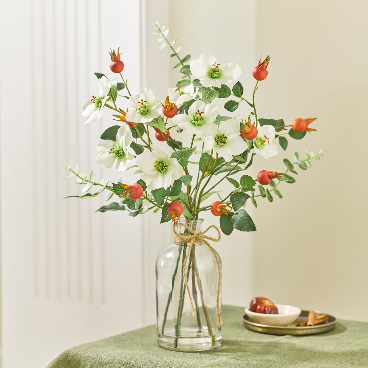 Hellebore and Rosehip Arrangement