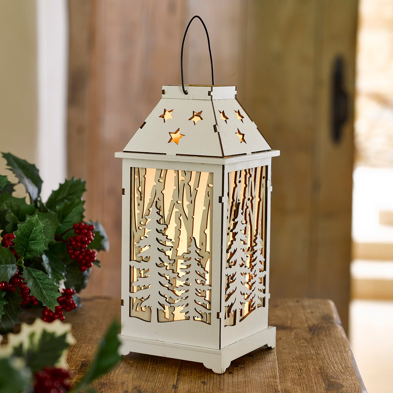 White Wood Scenic Lantern