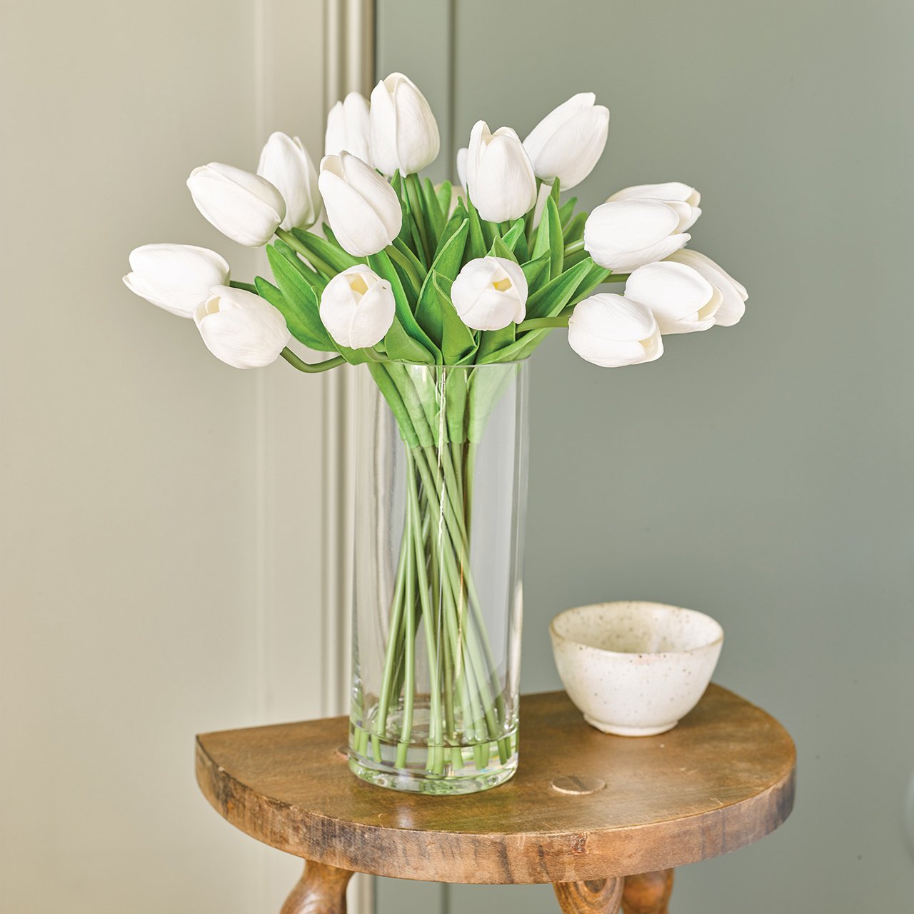 White Tulips in Glass Vase