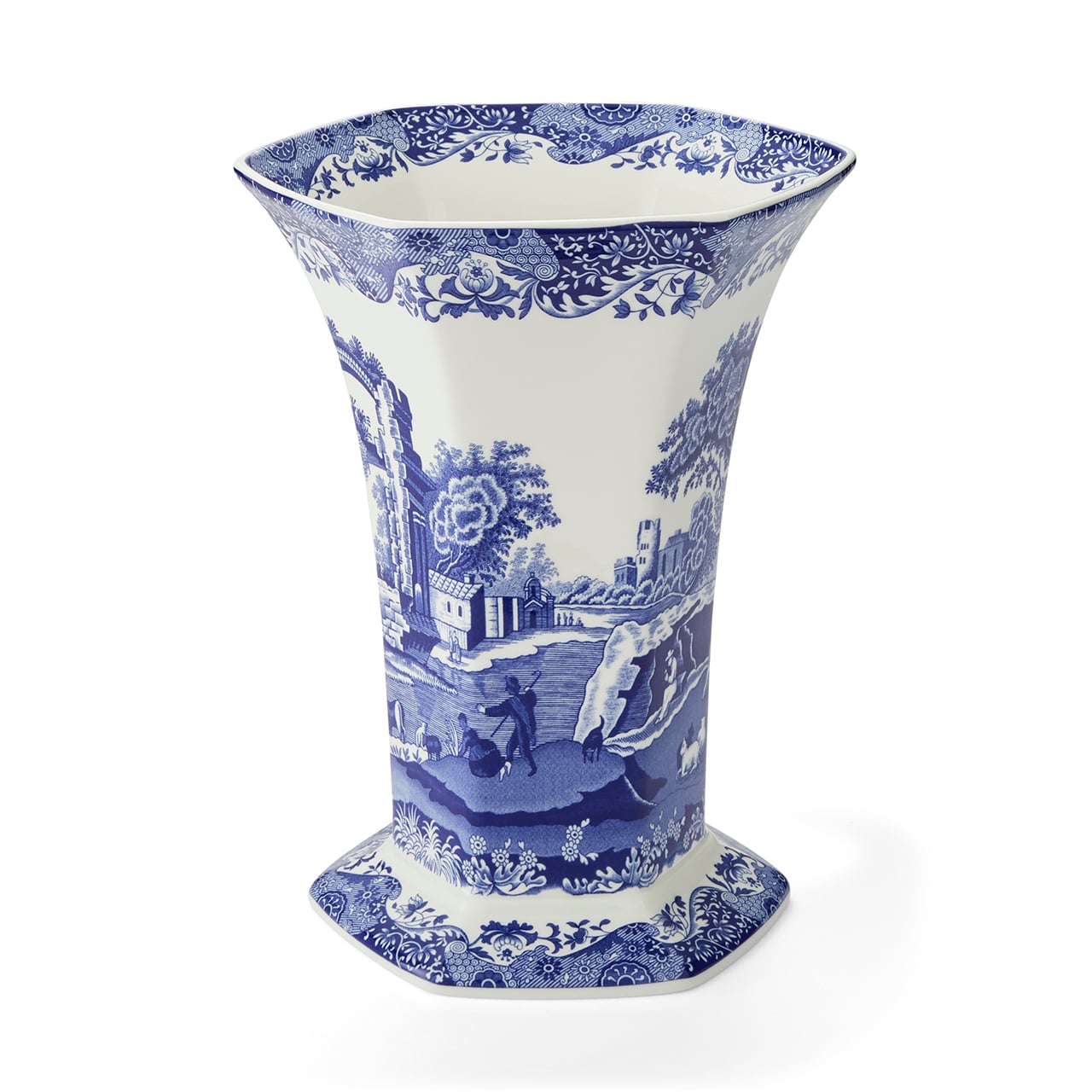 Blue and White Hexagonal Vase