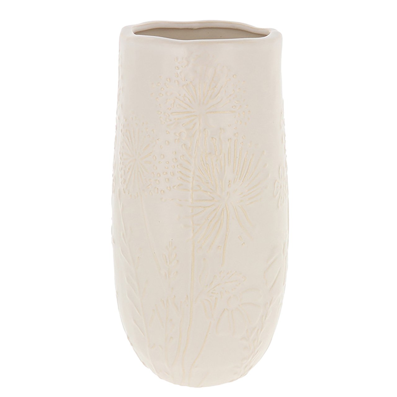 Cream Embossed Vase