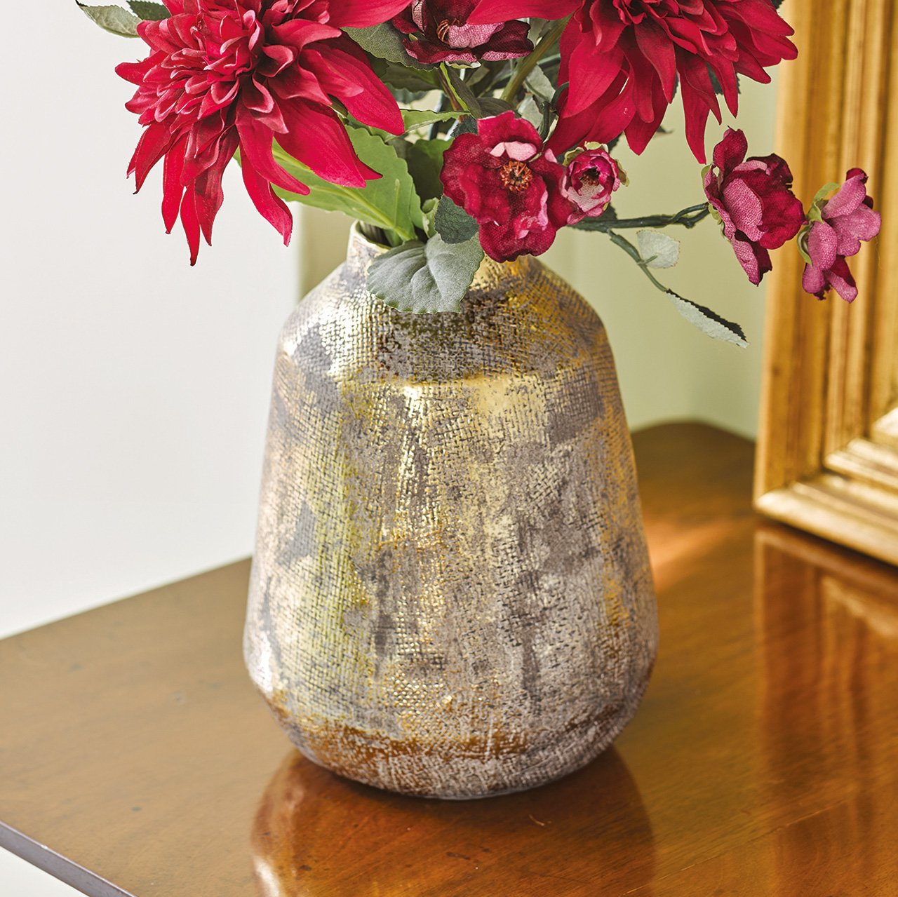 Short Metallic Ceramic Vase