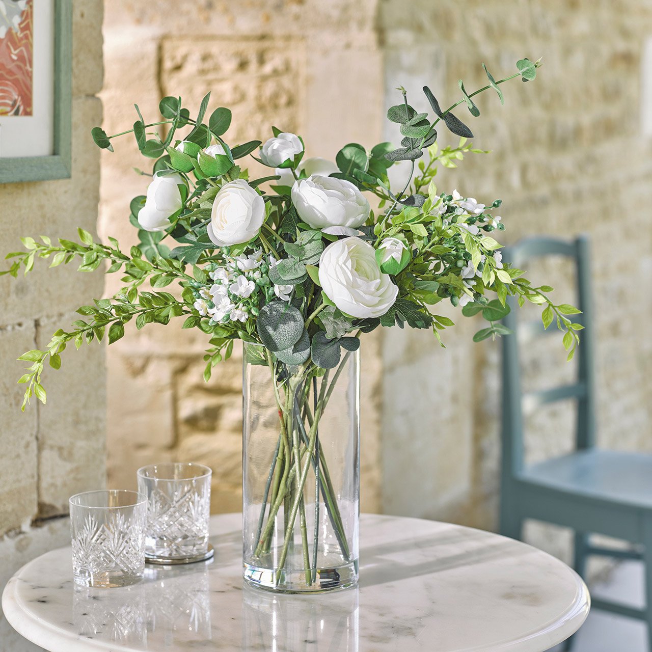 Ranunculus and Eucalyptus Arrangement
