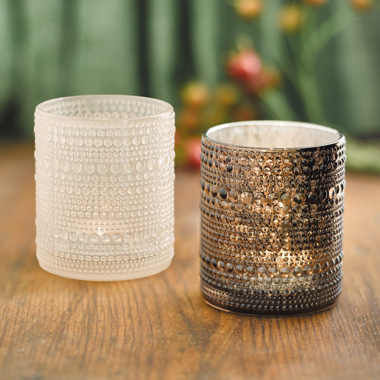 Dark Brown Beaded Glass Jar
