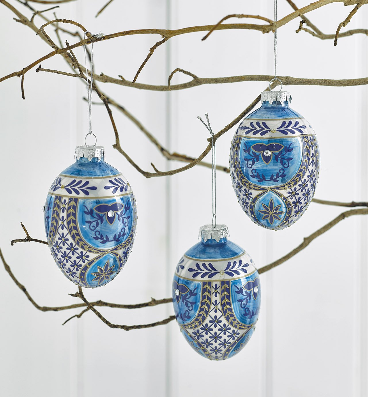 Blue Hanging Decorations, Set of 3