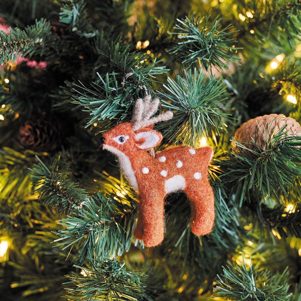 Felt Stag and Fawn Decoration Set