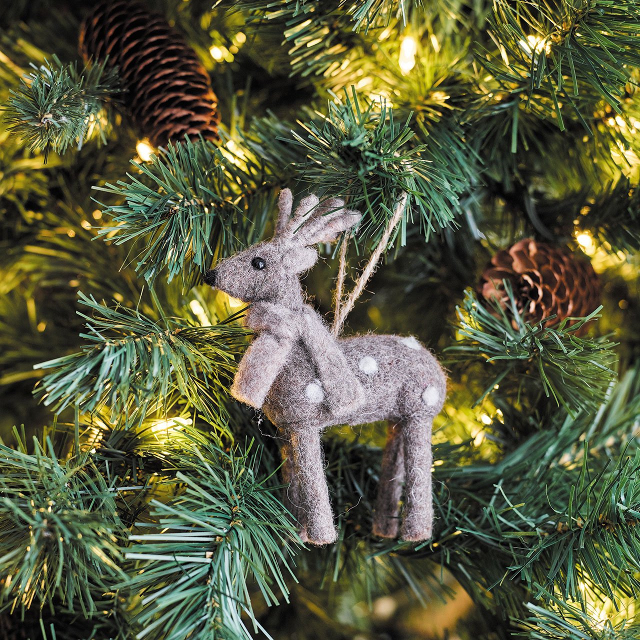 Felt Stag and Fawn Decoration Set