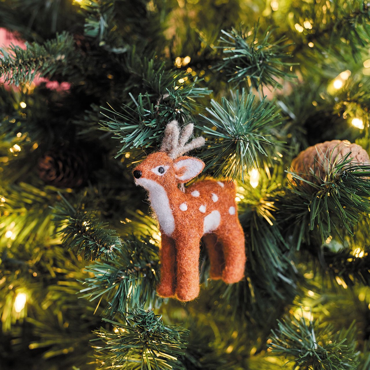 Felt Stag and Fawn Decoration Set