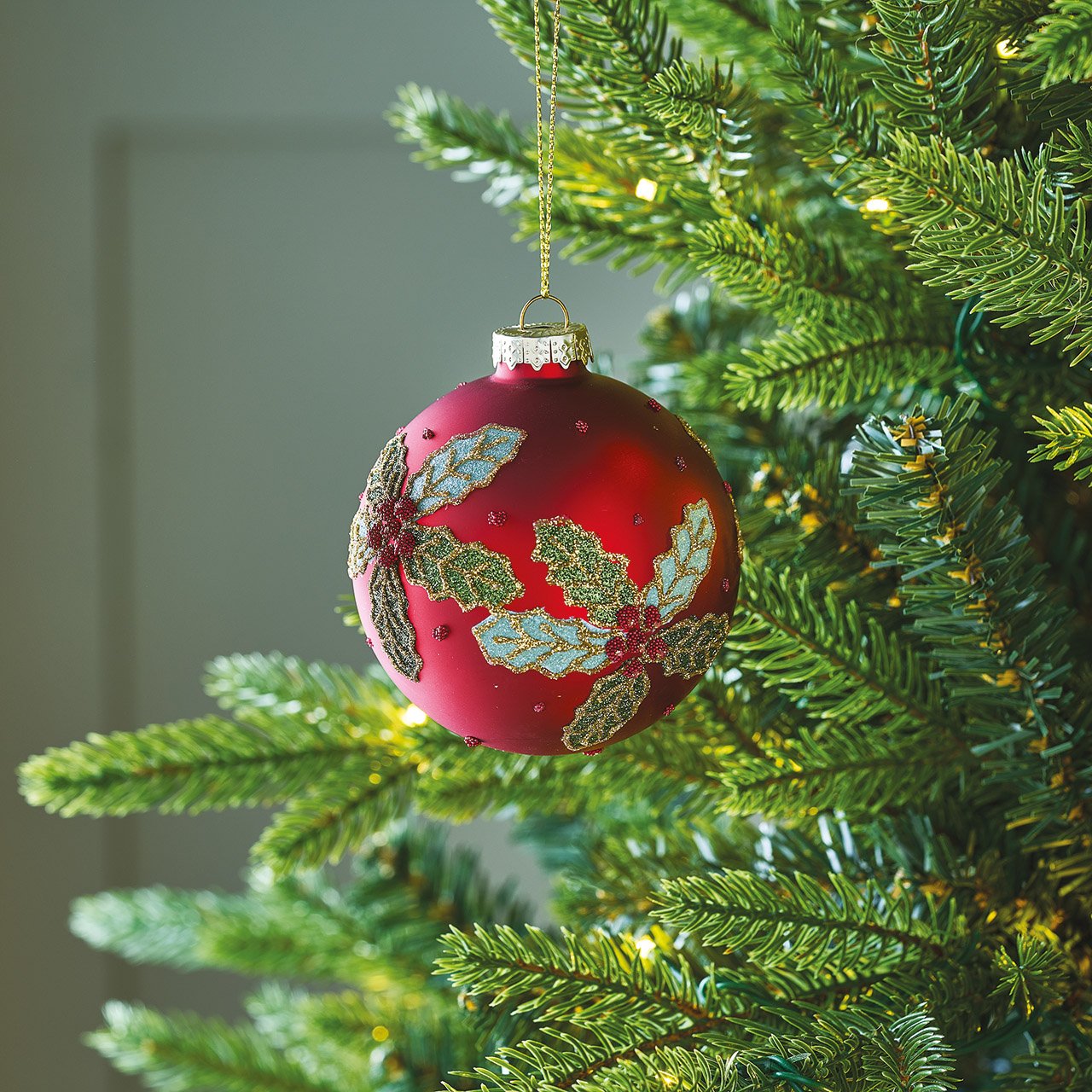 Set of 6 Holly Baubles