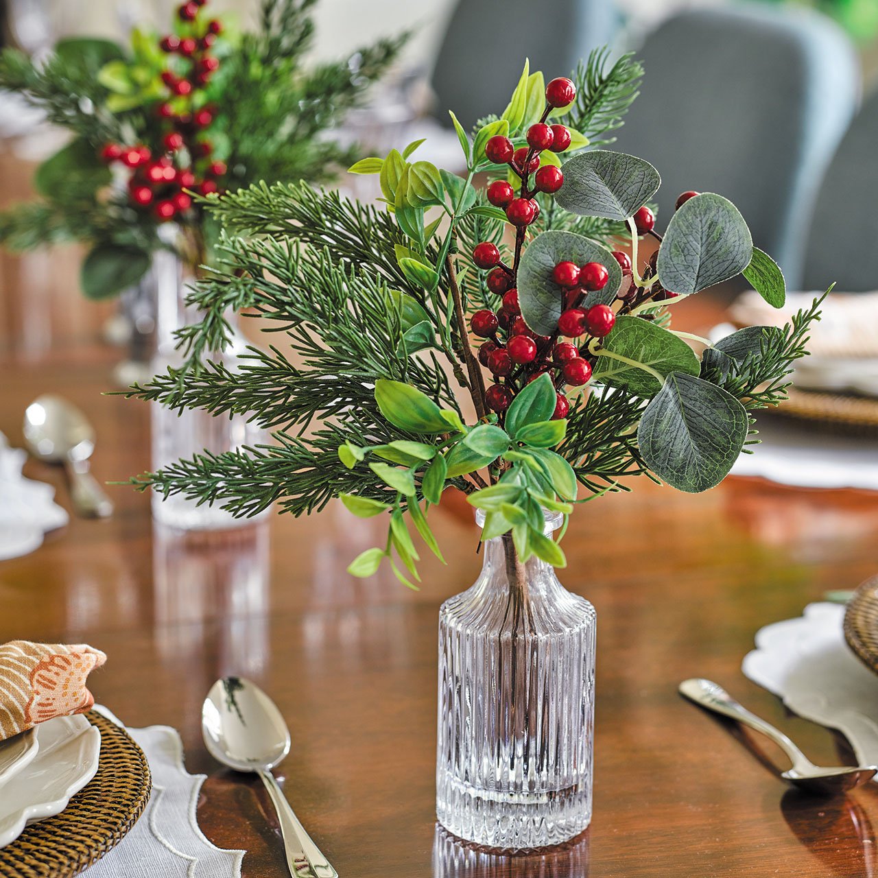 Set of 2 Red Christmas Bottle Arrangements
