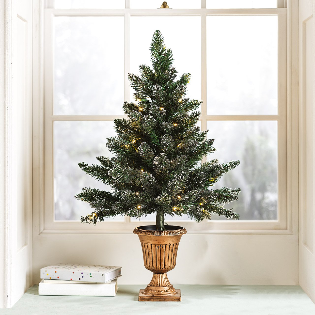 Flocked Table Tree with Lights