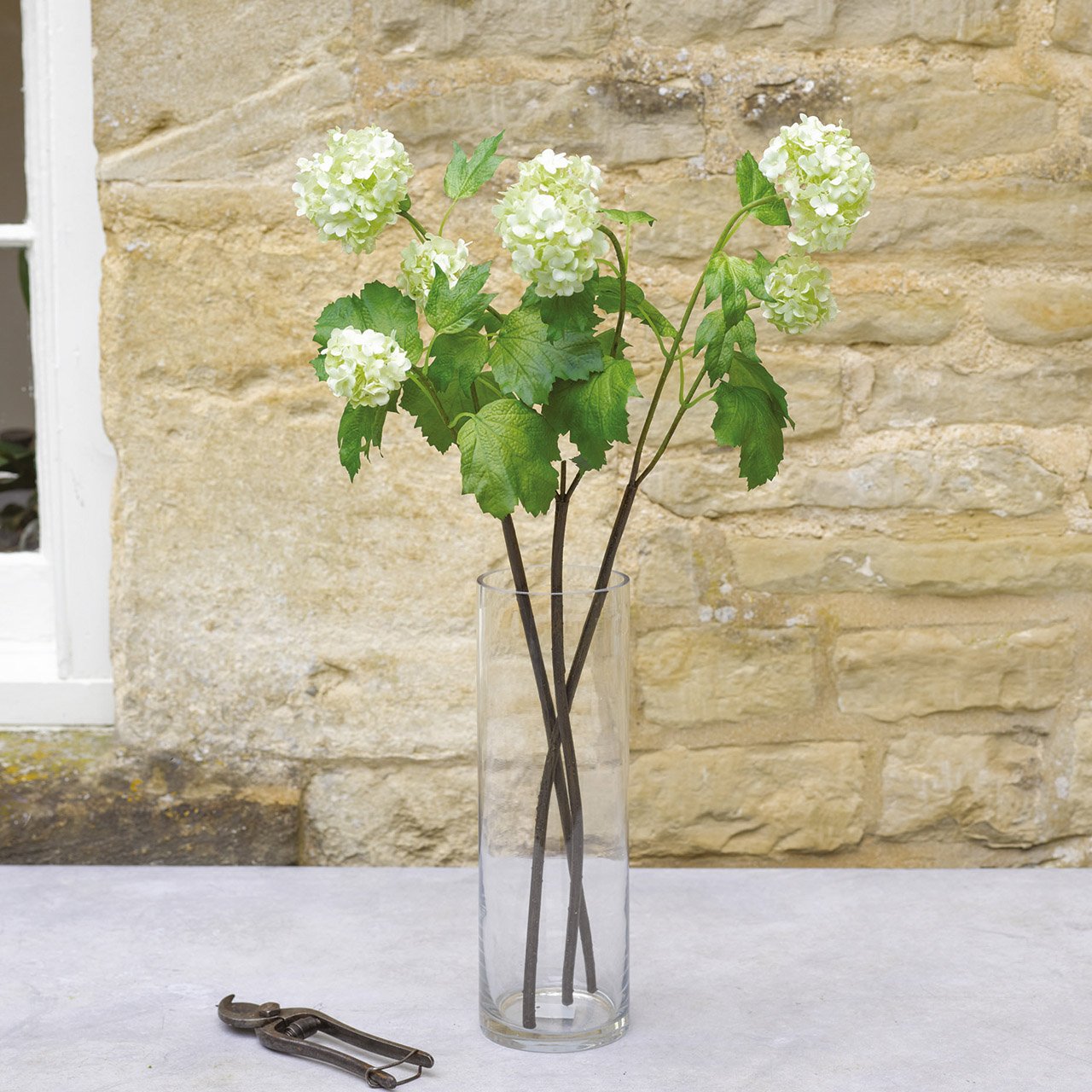 Cream Guelder Rose Branch, Set of 3