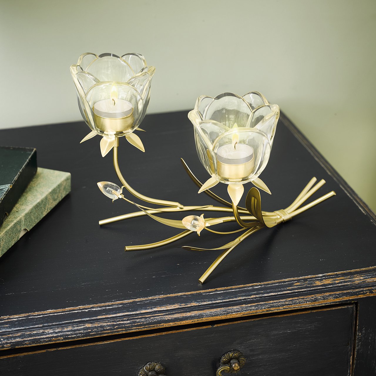 Glass Flower Candle Holder