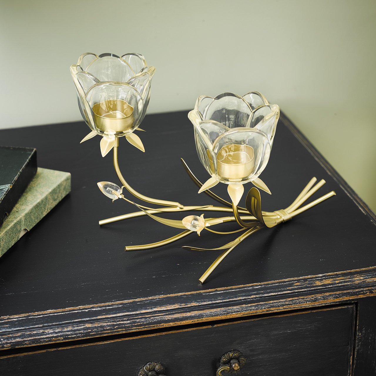 Glass Flower Candle Holder