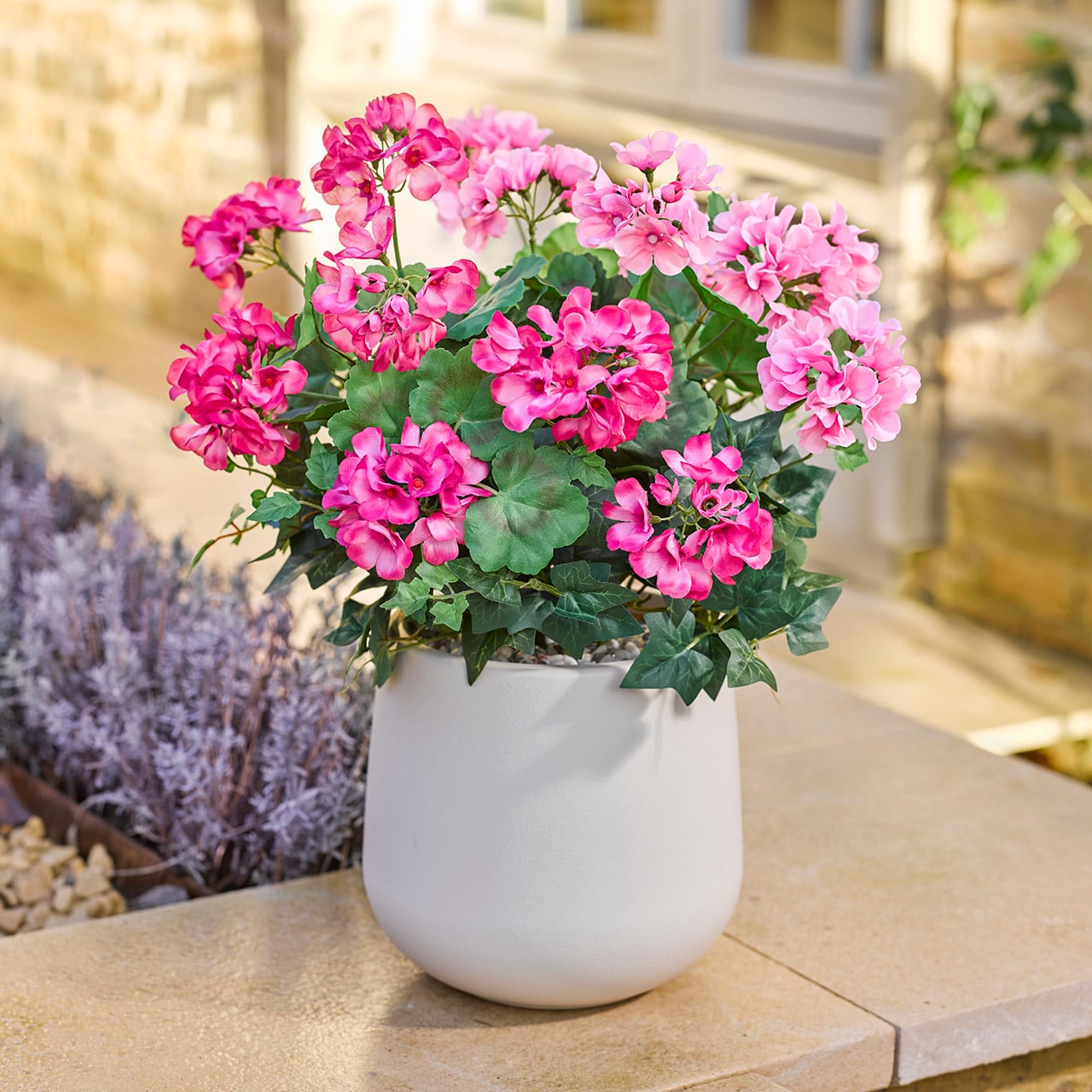 Pink Geranium Outdoor Planter