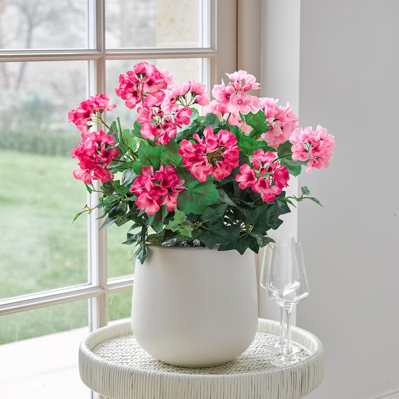 Pink Geranium Outdoor Planter