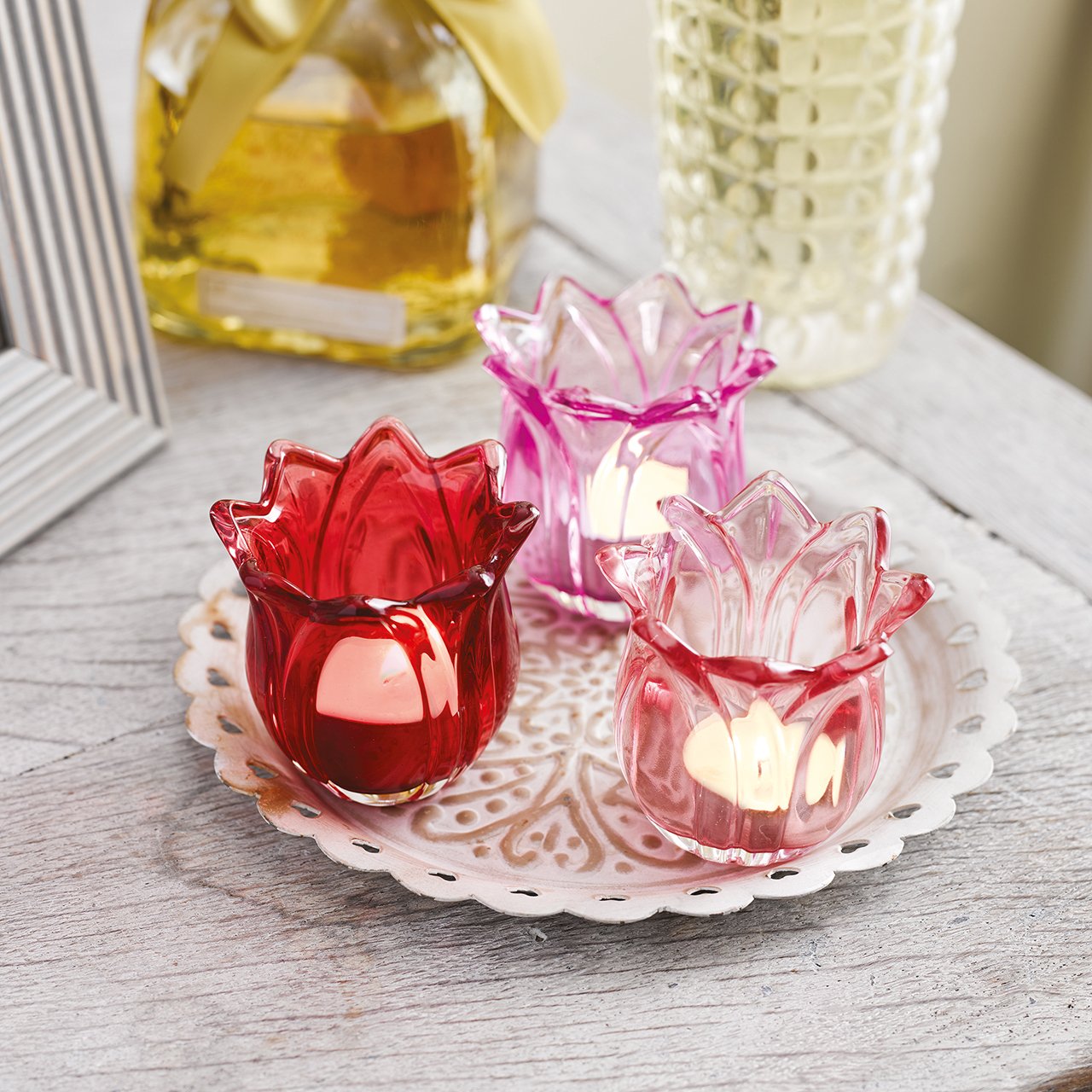 Set of 3 Tulip Tea Light Holders