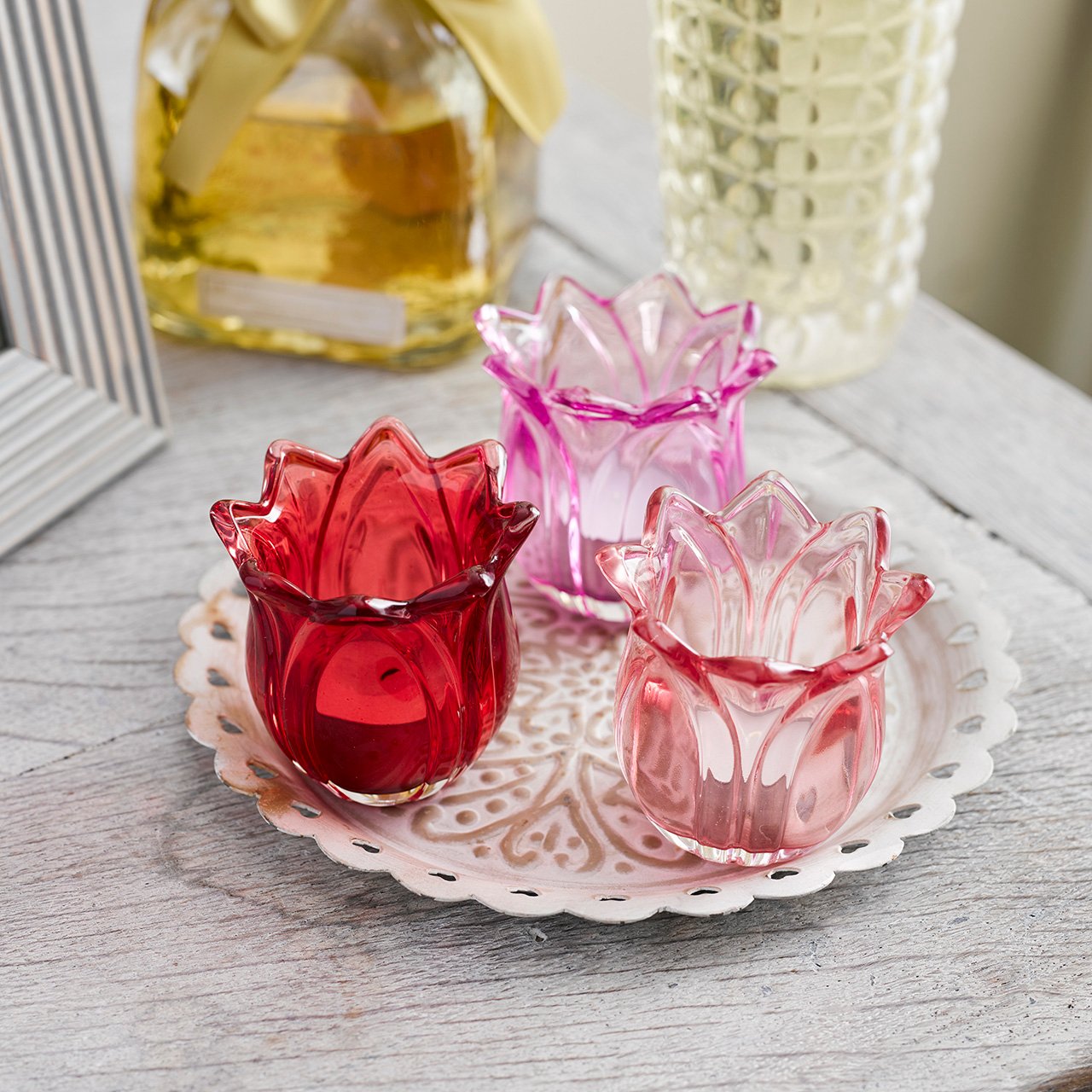 Set of 3 Tulip Tea Light Holders