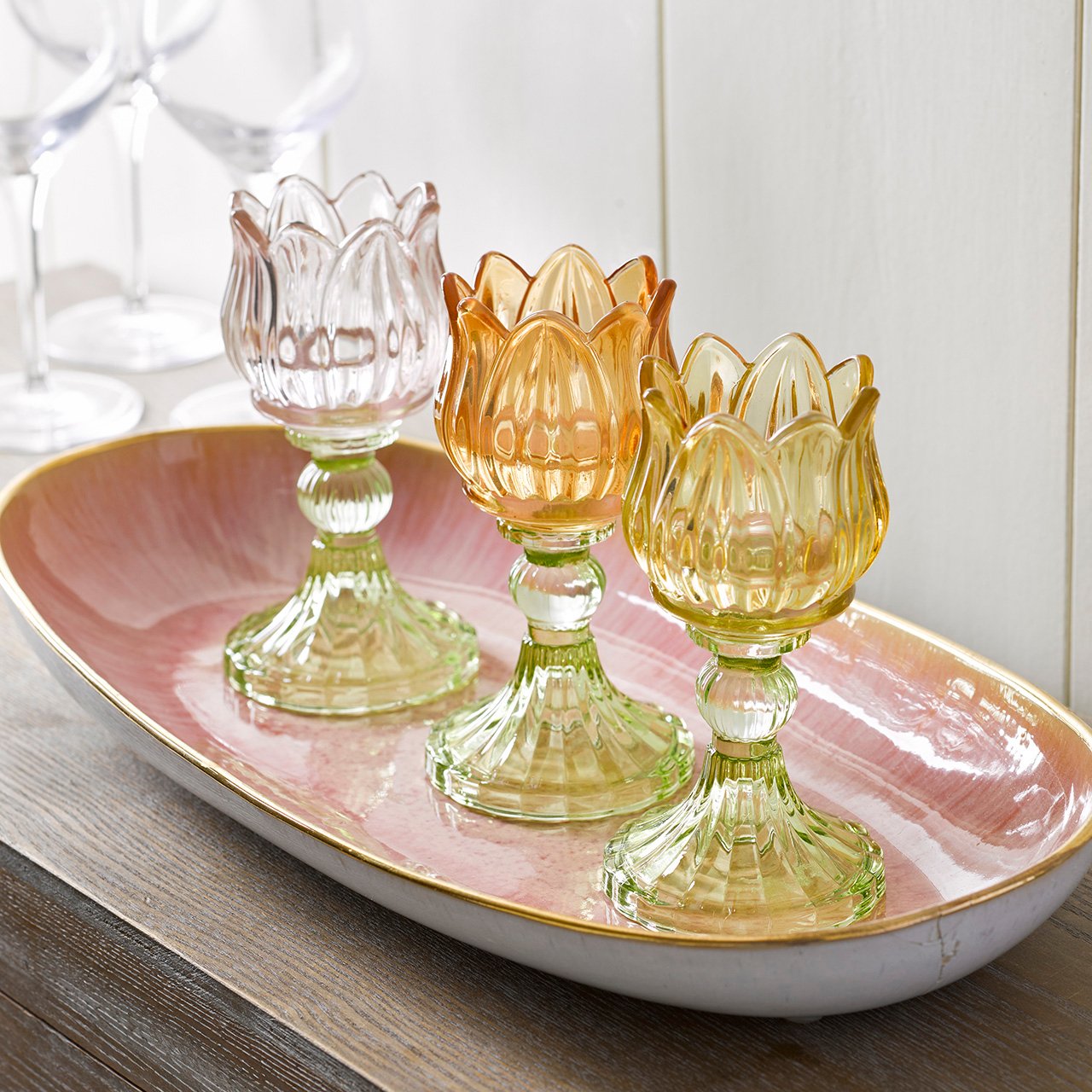 Set of 3 Tulip Stem Tea Light Holders