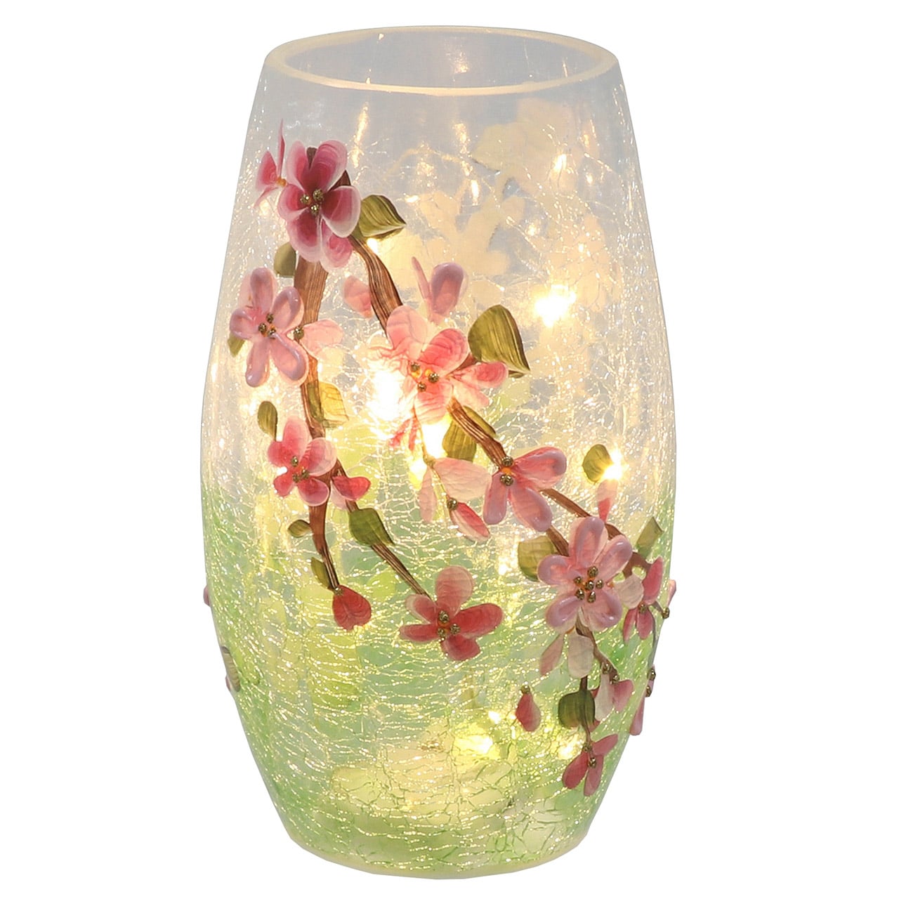 Blossom LED Crackle Vase Lamp
