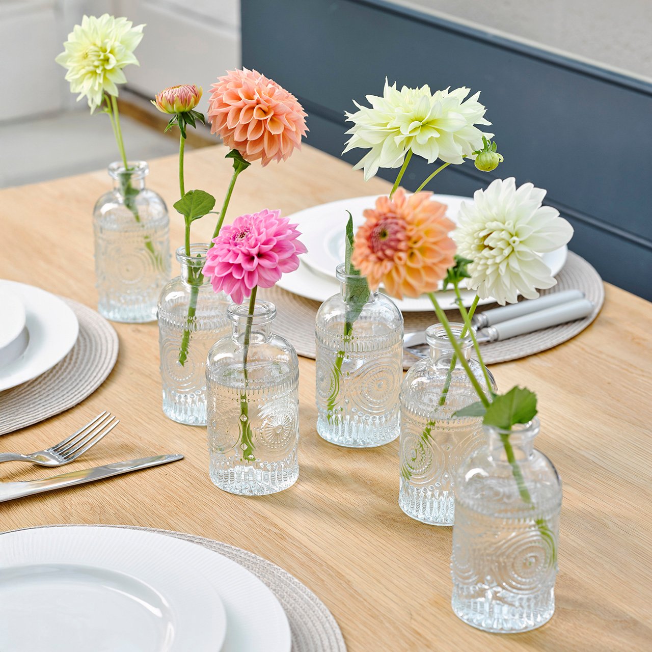 Set of 6 Glass Bud Vases