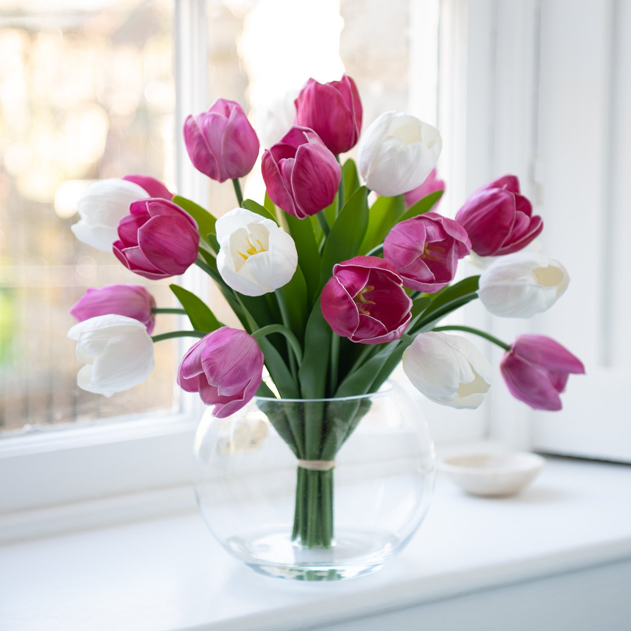Purple and White Tulips Arrangement
