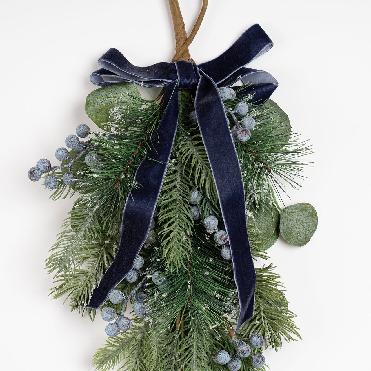 Festive Swag with Navy Bow