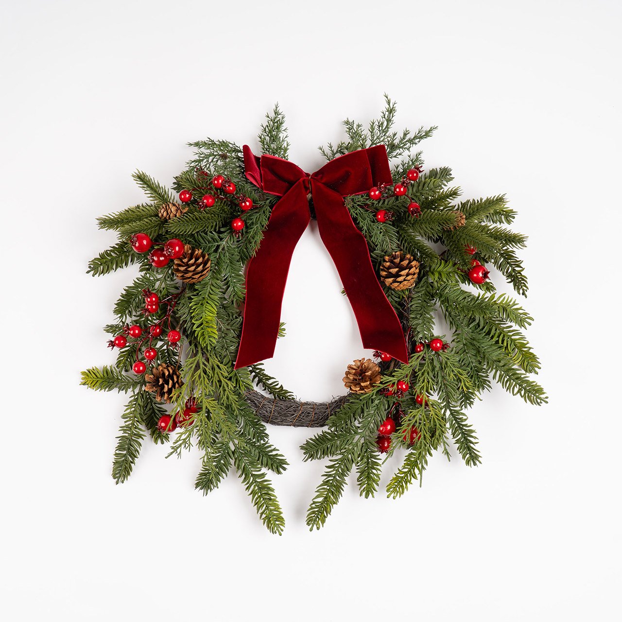 Festive Half Wreath with Red Bow
