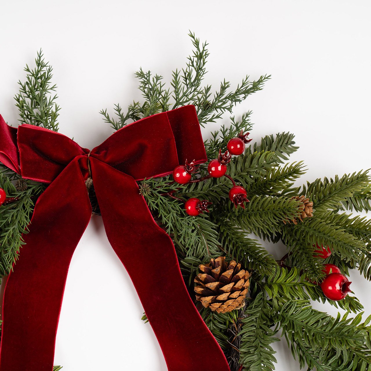Festive Half Wreath with Red Bow