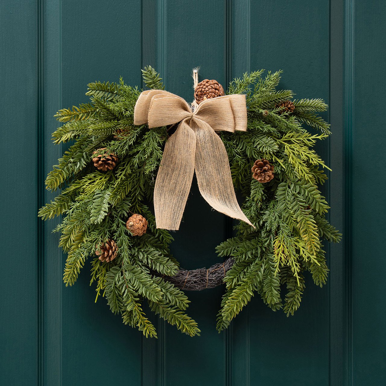 Festive Half Wreath with Hessian Bow