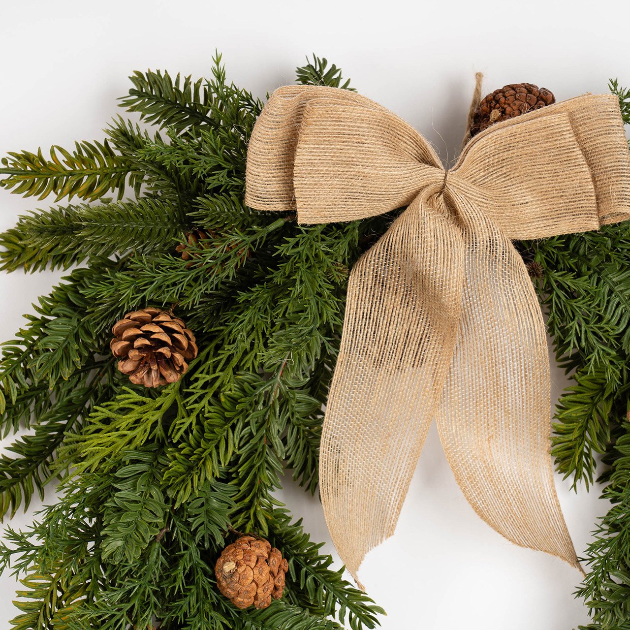 Festive Half Wreath with Hessian Bow