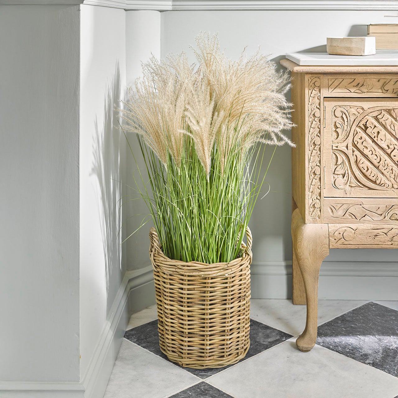 Pampas Grass in Basket
