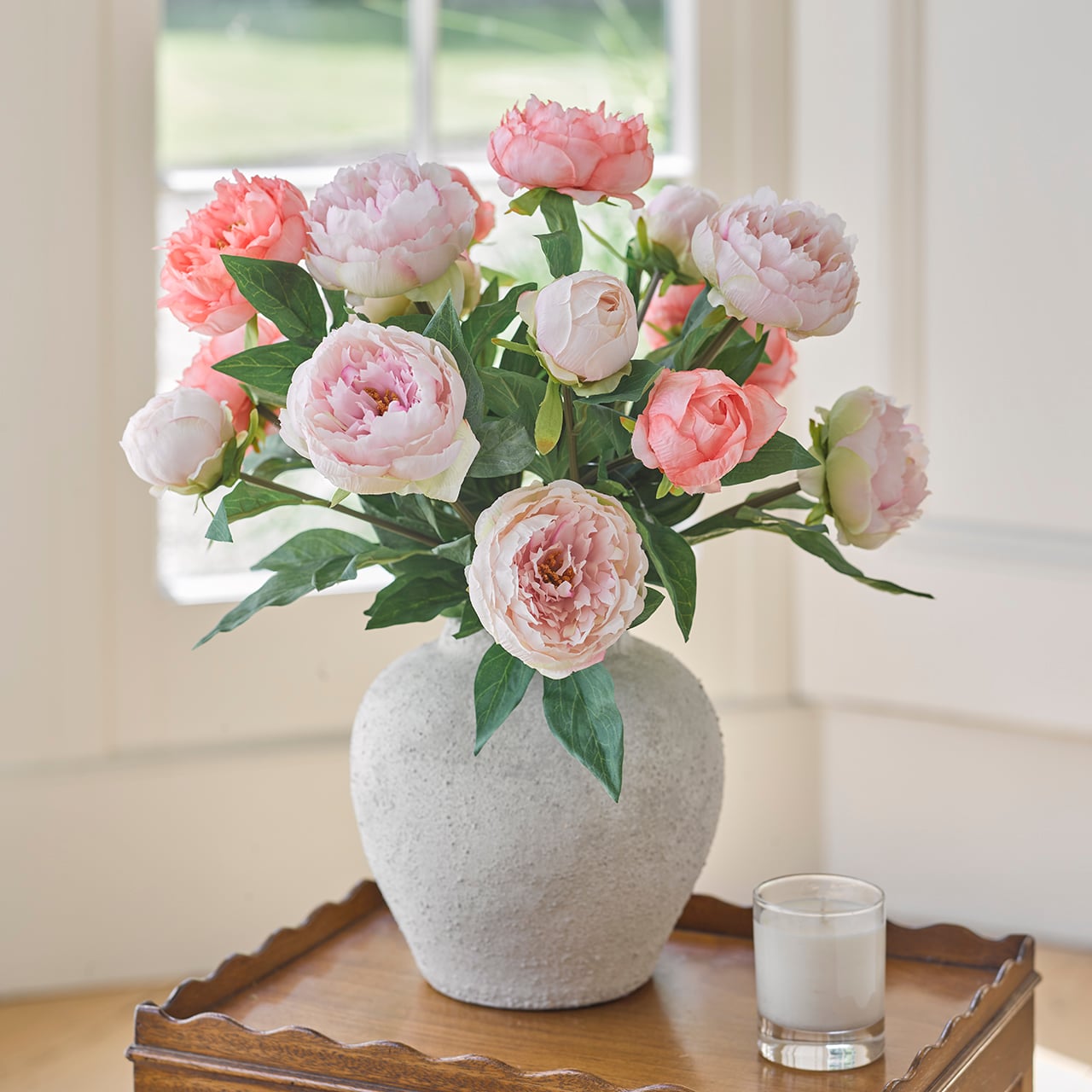 Peonies in Ceramic Vase