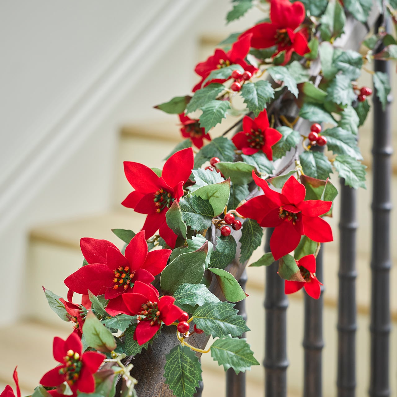 Poinsettia and Holly Garland