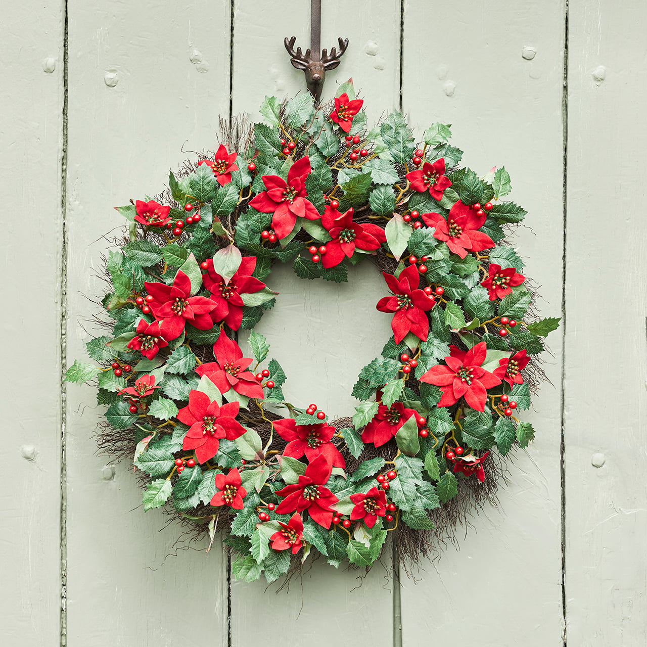 Poinsettia and Holly Wreath