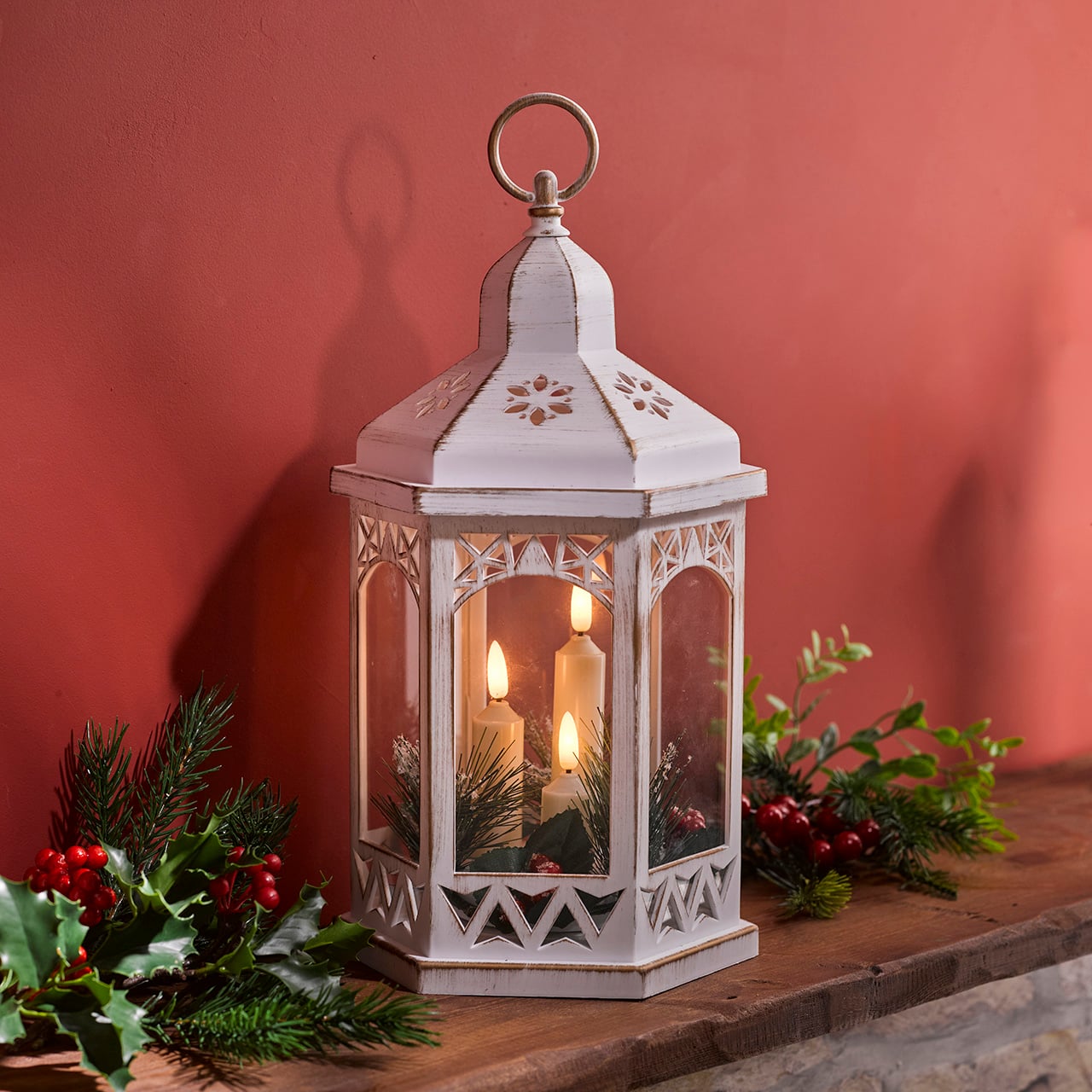 Vintage Finish Hexagonal LED Lantern