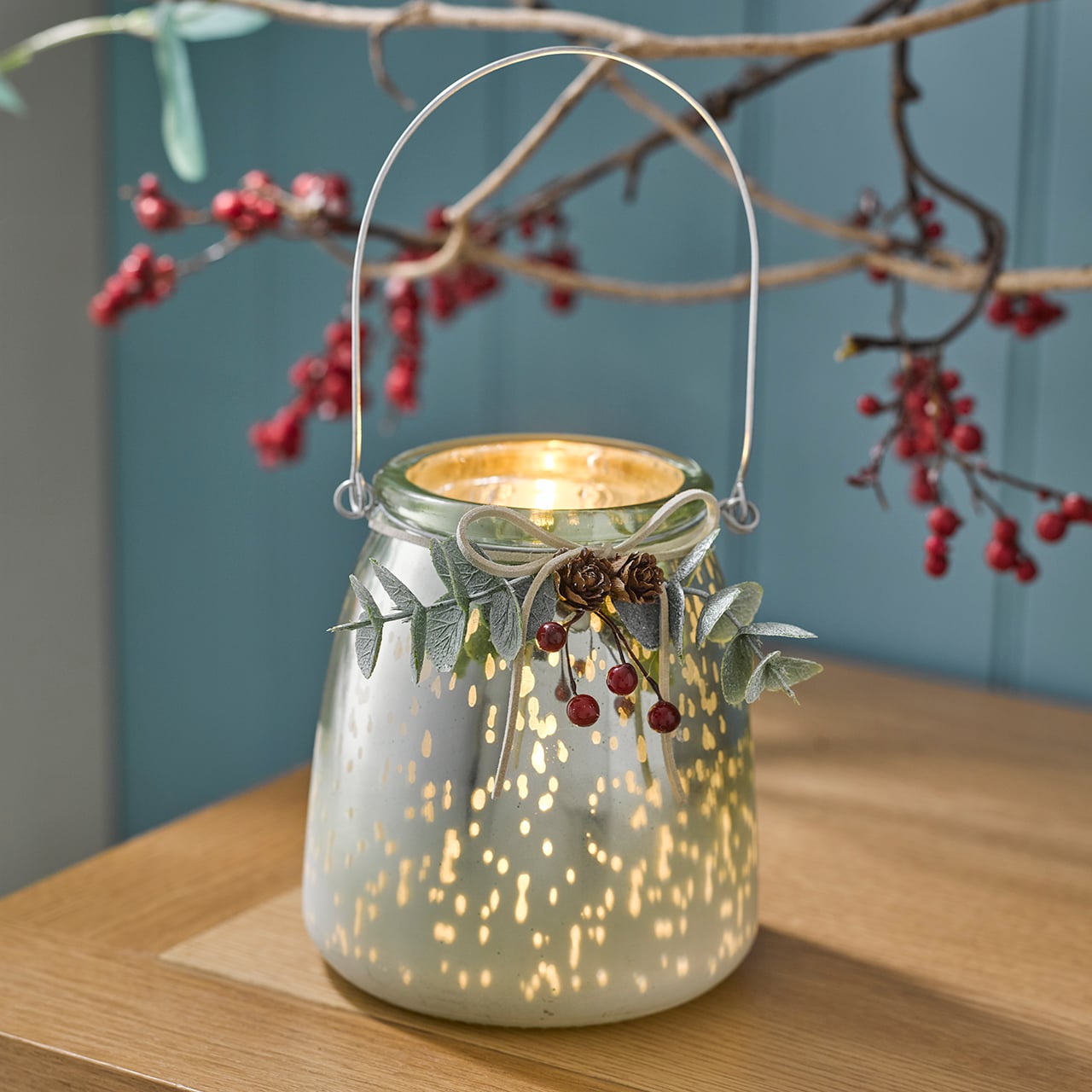 Foliage Topped Candle Holder