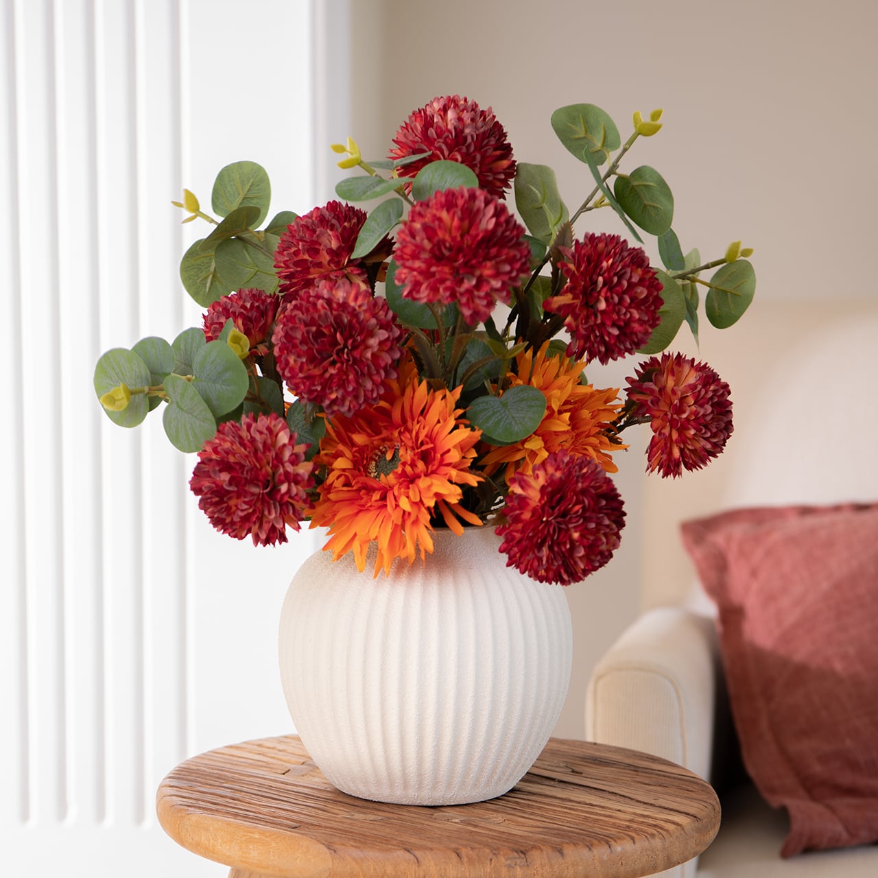 Chrysanthemum and Eucalyptus Arrangement