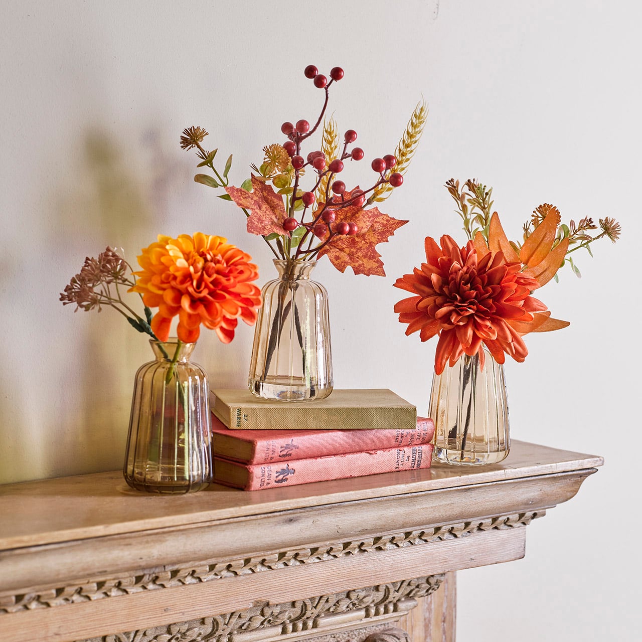 Set of 3 Autumnal Glass Arrangements