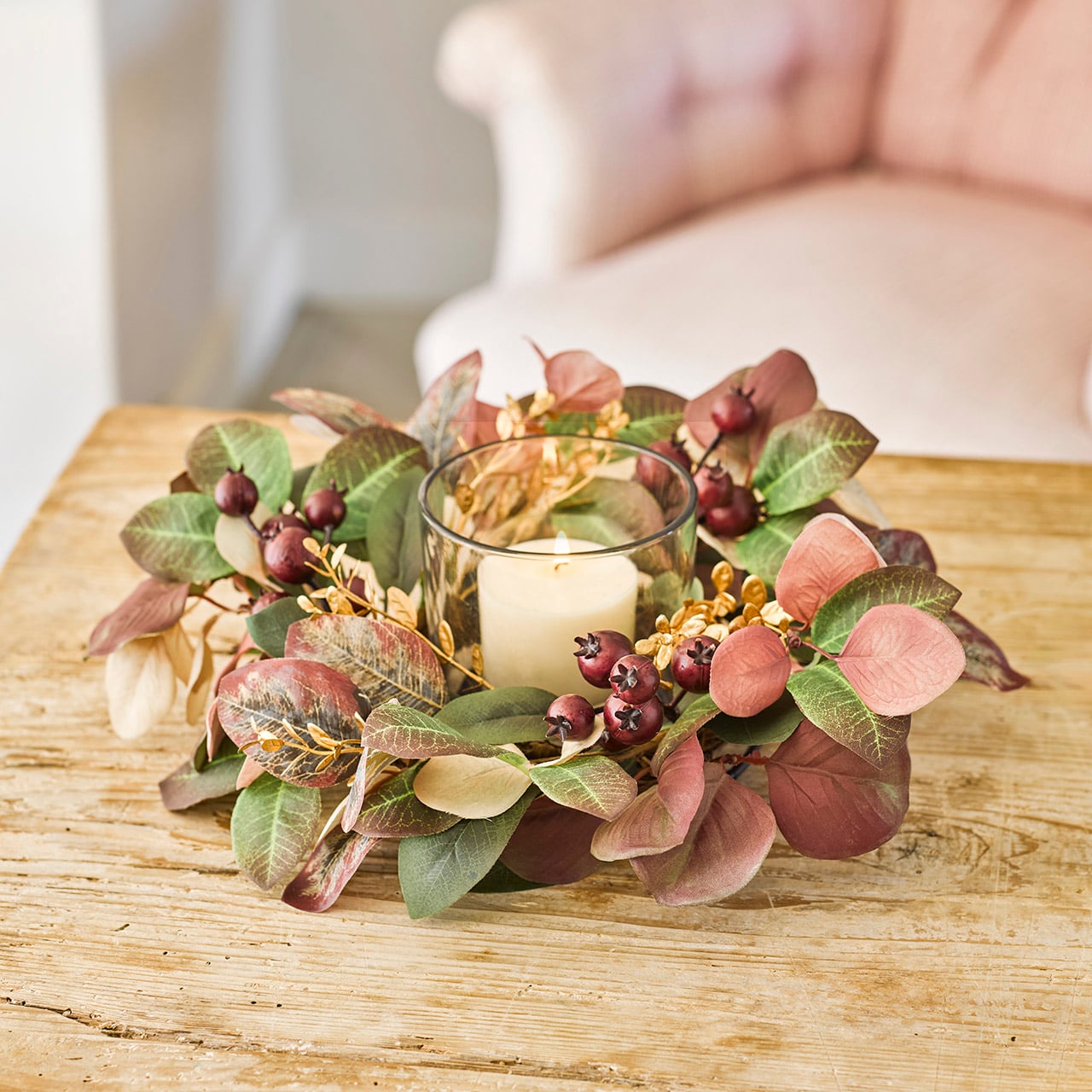 Burgundy Foliage Candleholder