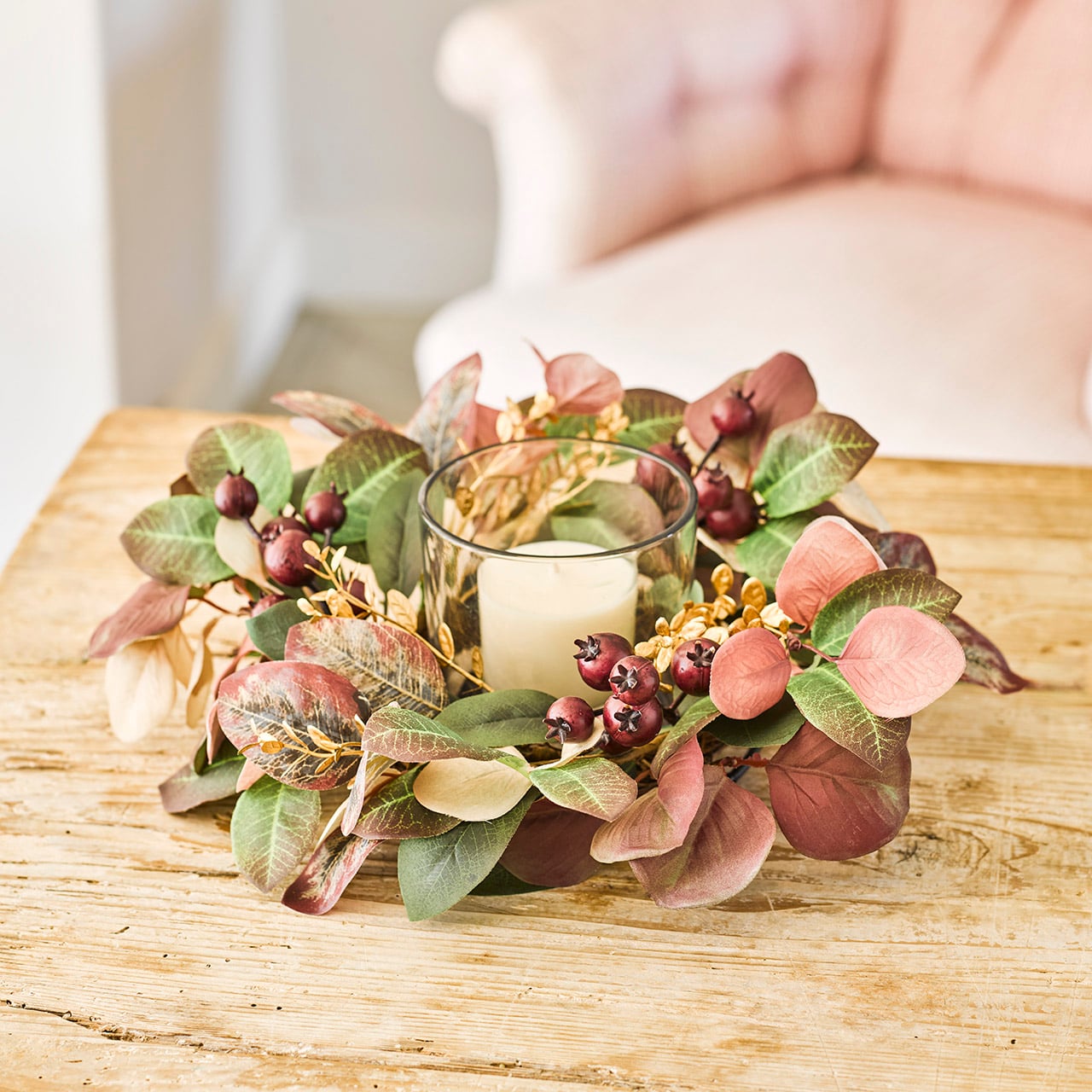 Burgundy Foliage Candleholder