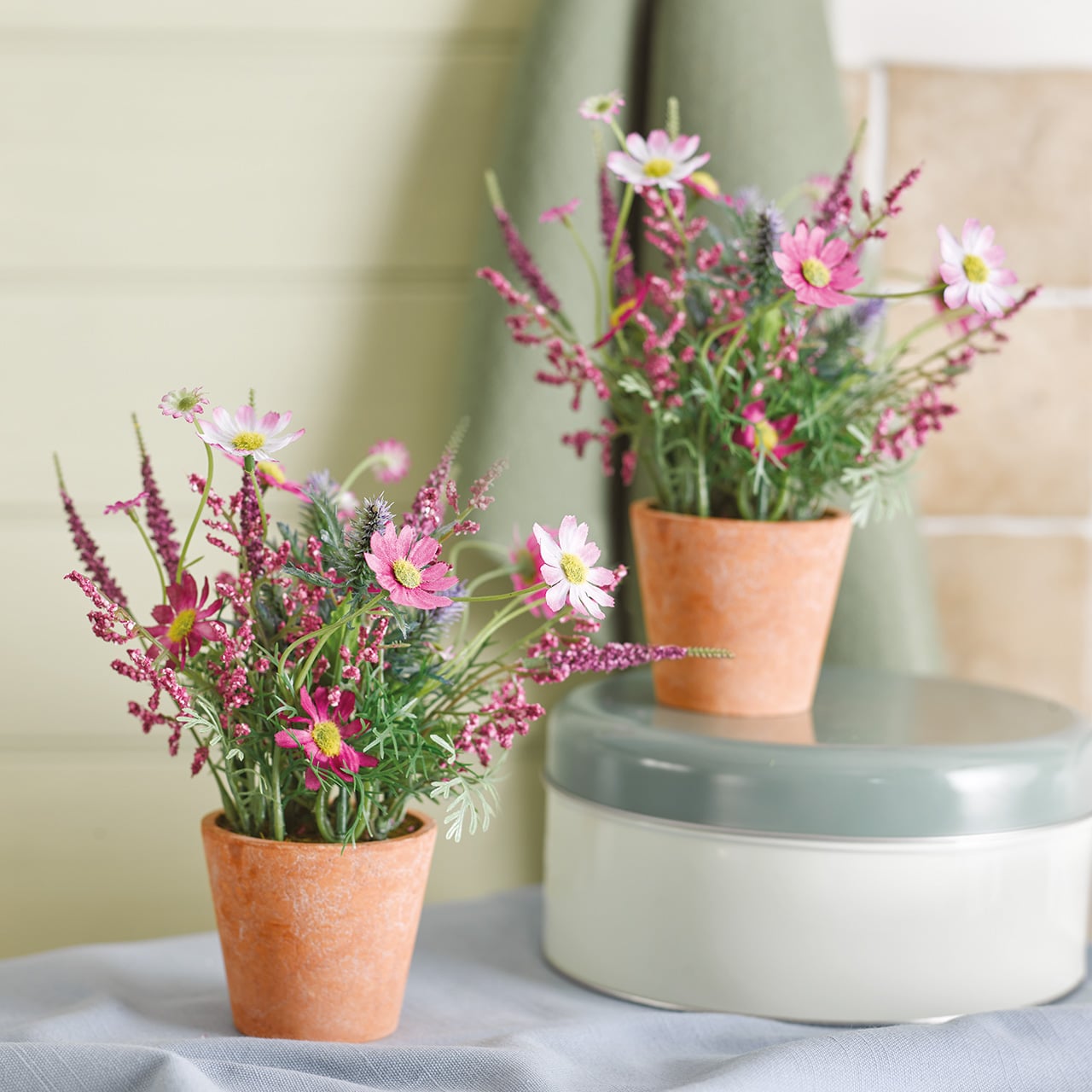 Set of 2 Potted Pink Wildflowers
