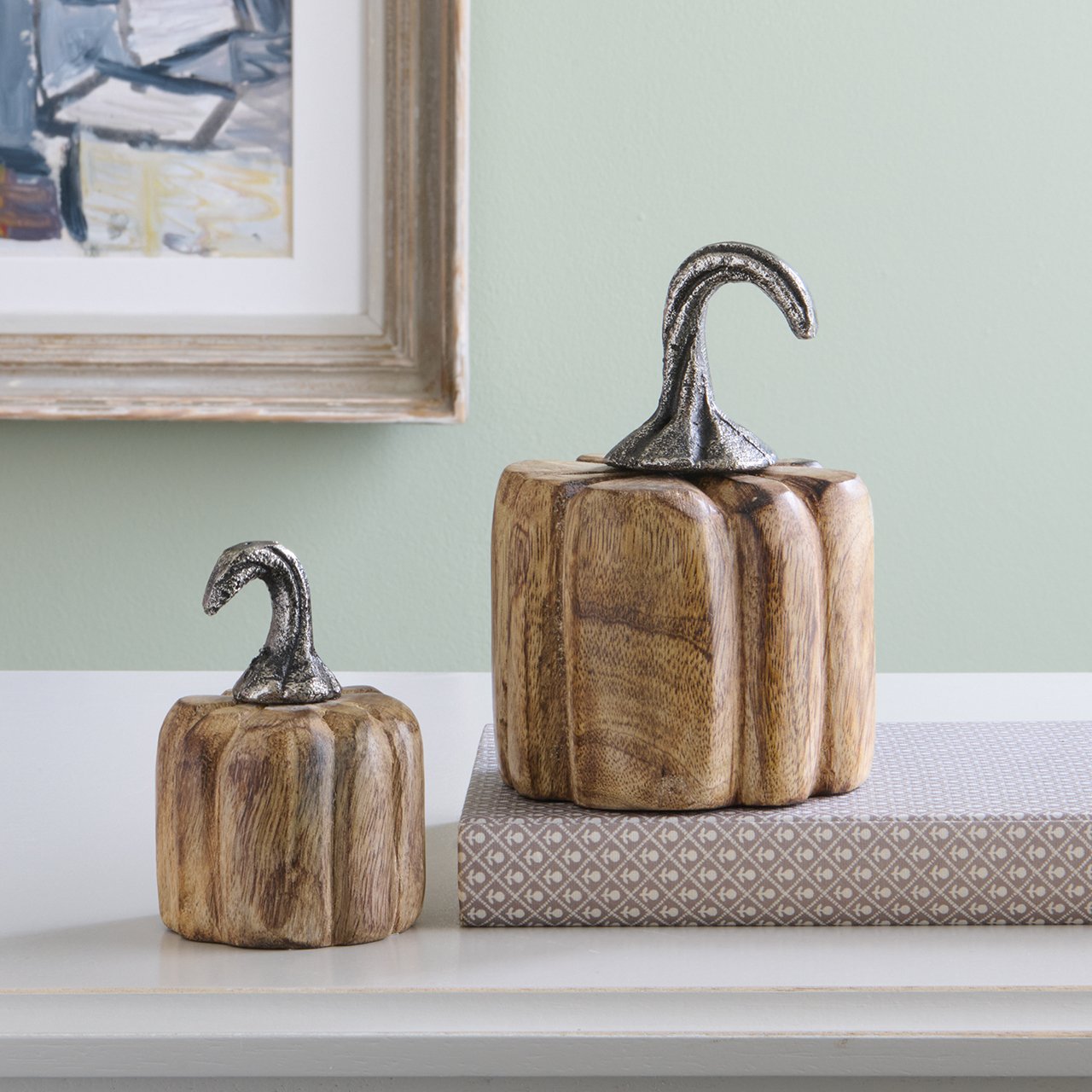 Wooden Pumpkins - Set of 2