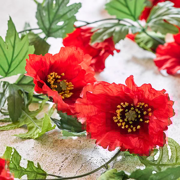 Image of faux red flowers