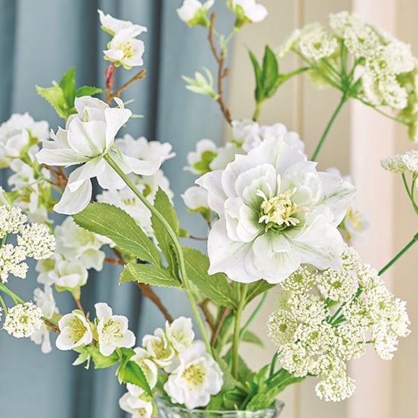 Image of faux white flowers