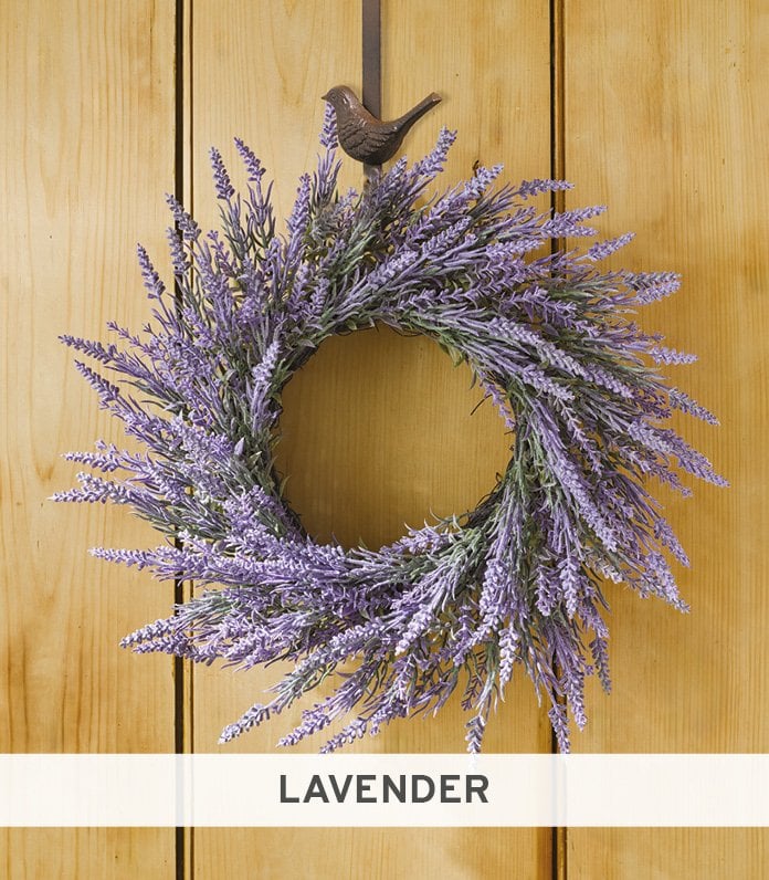 Wreath made of faux purple lavender